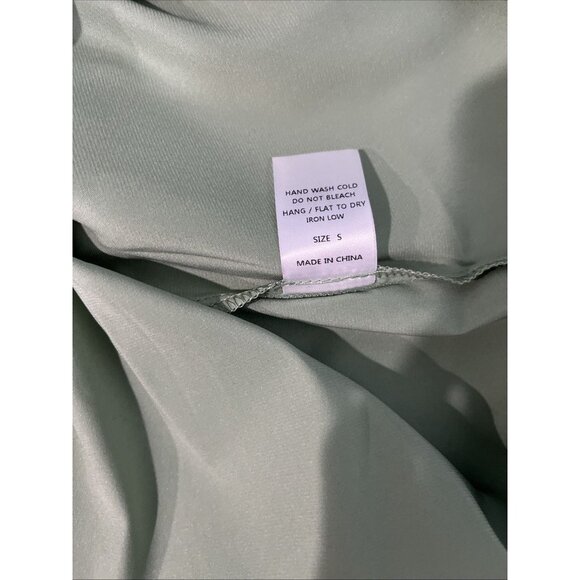 12th Tribe Shirt Dress Womens M Sage Pistachio Satin Mini Green Drape Tie Waist - Picture 7 of 9